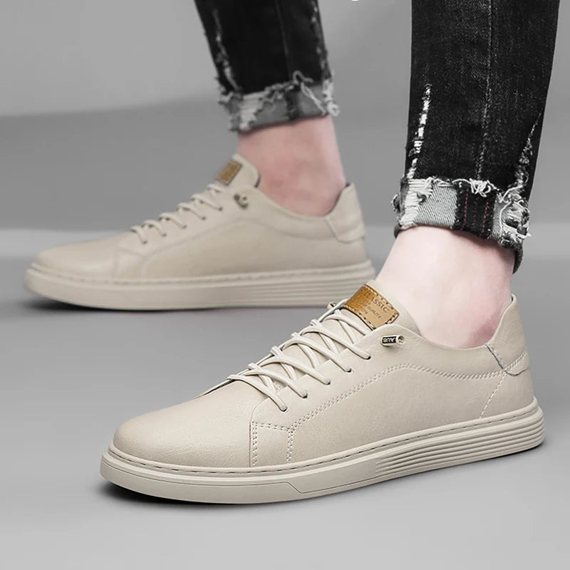 Men’s Genuine Leather Oxford Sneakers – Casual Lace-Up