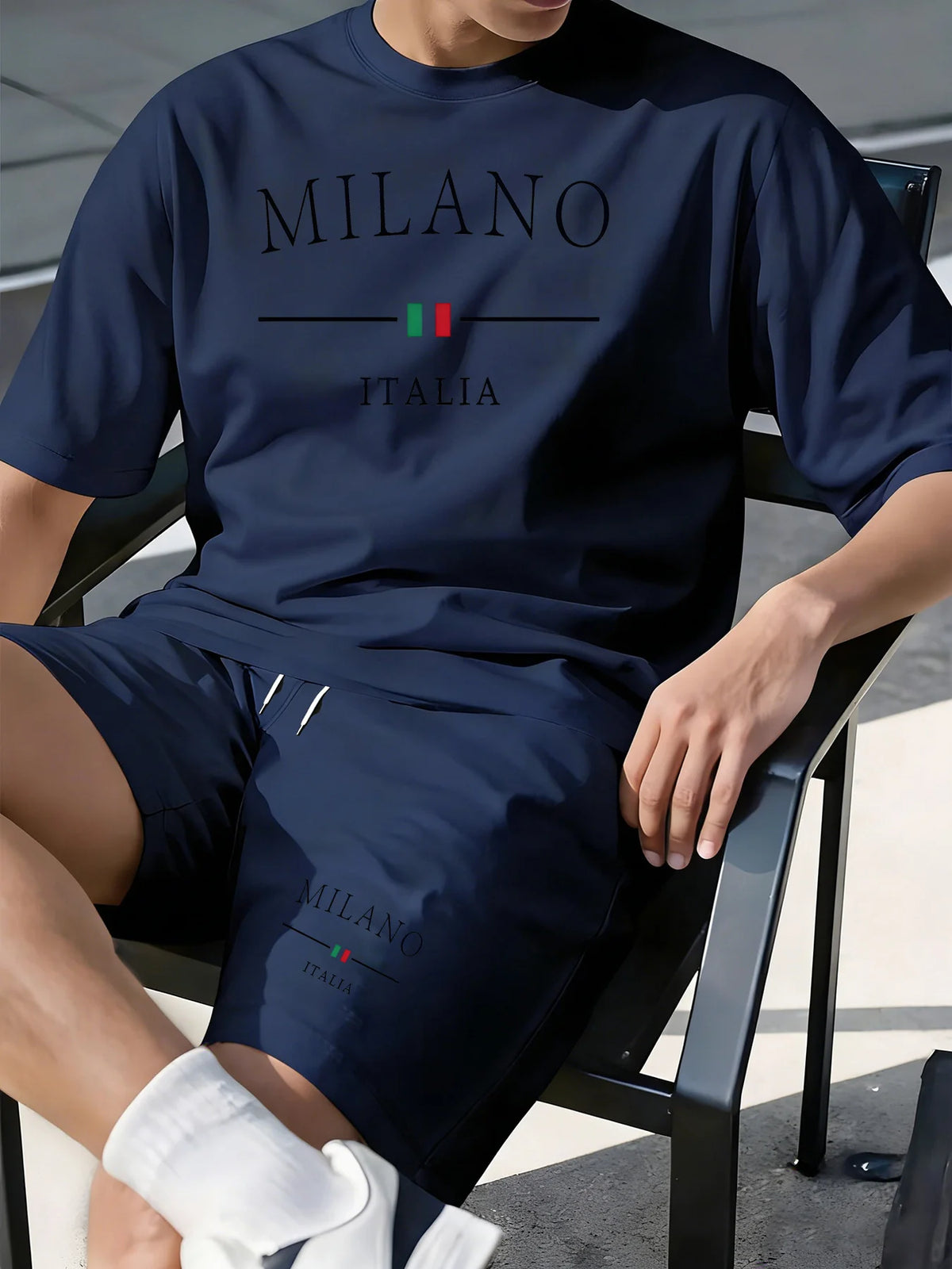 MBTZ1HF260828P1 Color Men's Casual Sports Short Set With Printed T-Shirt