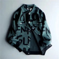 SKY BLUE Color Men’s Knit Windbreaker Jacket Double-Breasted Casual