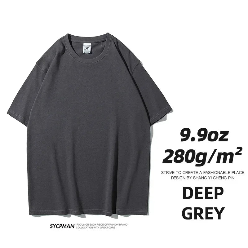 Dark Grey Color Men's Heavyweight Oversized T-Shirt 280gsm Cotton