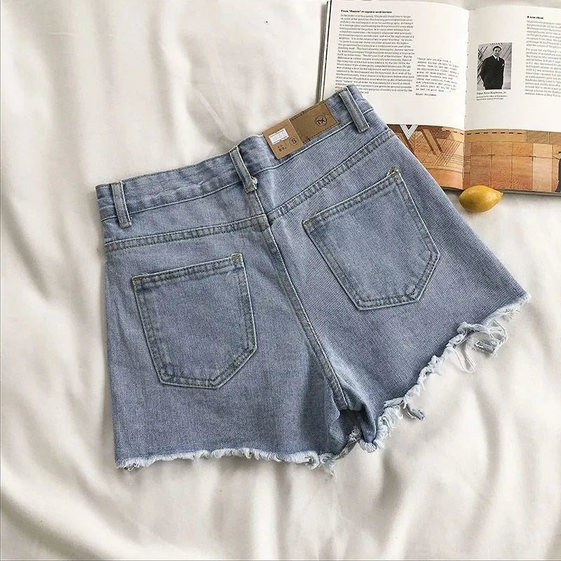 Women’s High Waist Denim Shorts – Casual Loose Fit