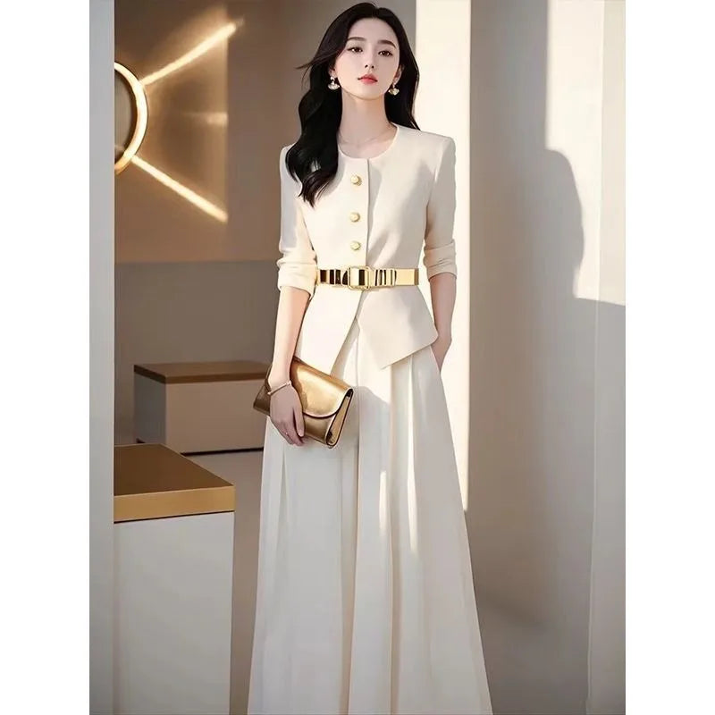 Women’s Knit Jacket And Culottes Office Two-Piece Set