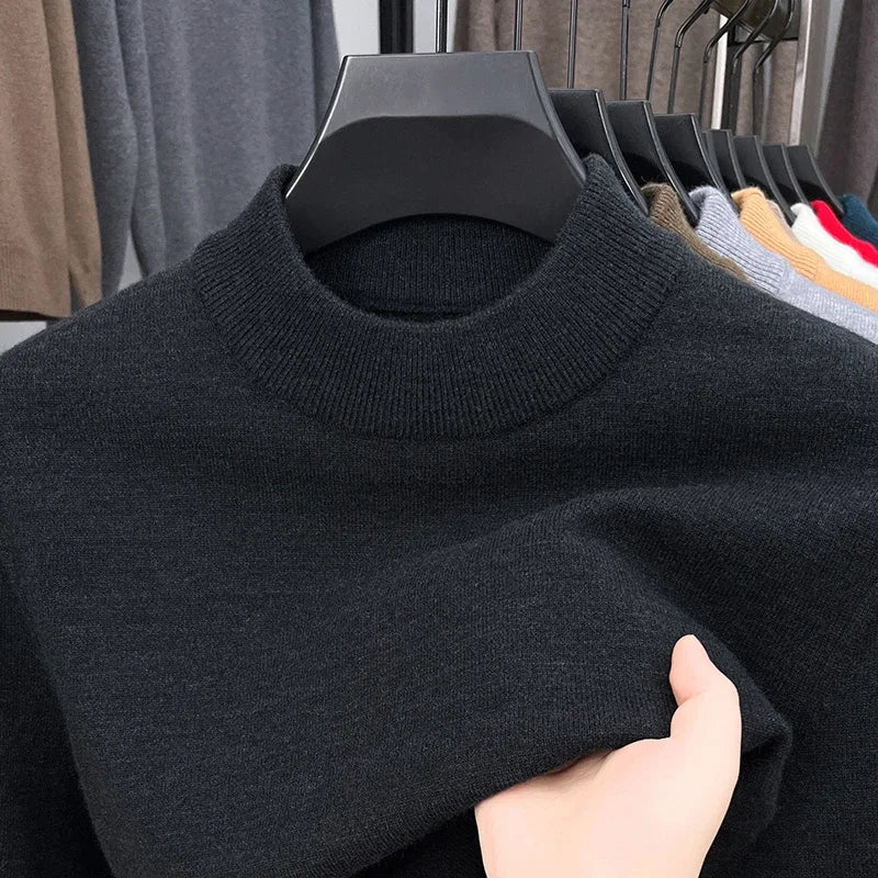 Men's Mock Neck Knit Sweater Pullover for Autumn Winter