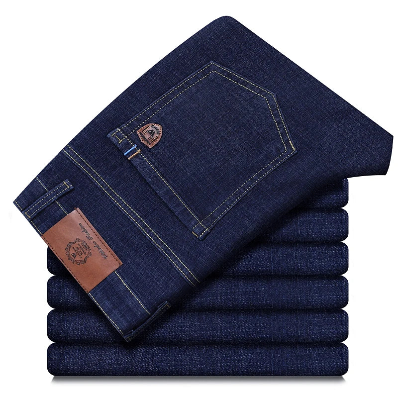 1839BLU Color Men's Straight Fit Business Jeans Classic Denim Pants