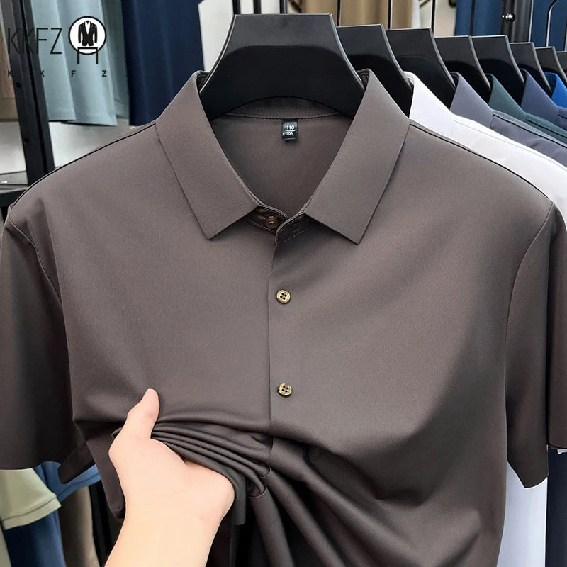 Men's Ice Silk Short Sleeve Shirt – Lightweight Casual
