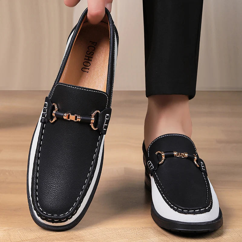 Men's Split Leather Loafers – Slip-On Office & Wedding Shoes
