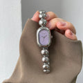 PURPLE Color Women’s Bracelet-Style Quartz Watch – Waterproof Oval Dial