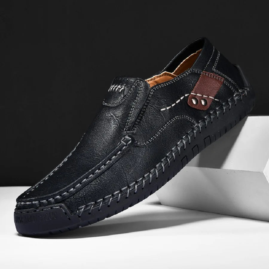 Black Color Men’s PU Leather Loafers Casual Slip-On Driving Shoes