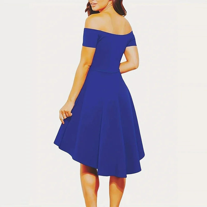 Off-Shoulder Asymmetrical Midi Dress For Women