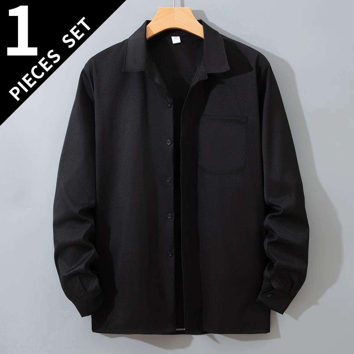 1pcs-hsh-cs-hei Color Men's Casual Button-Up Shirt With Turn-Down Collar