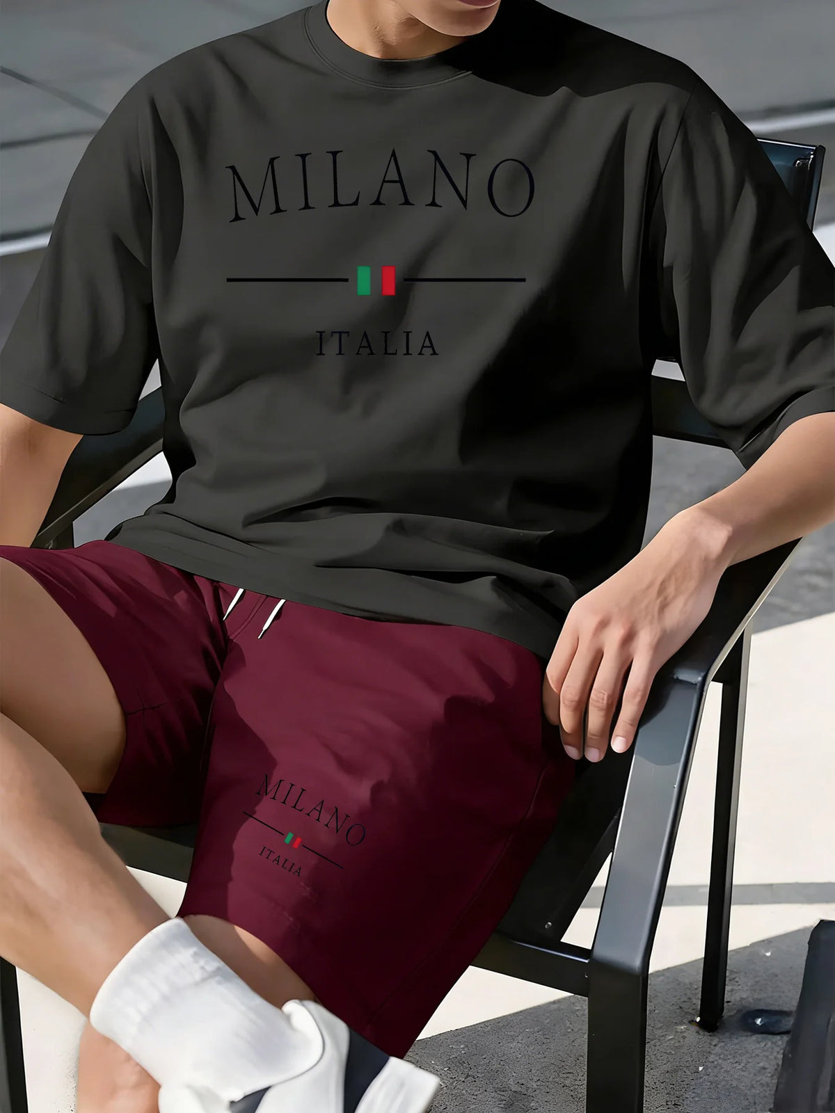 MBTZ1HF260828P6 Color Men's Casual Sports Short Set With Printed T-Shirt