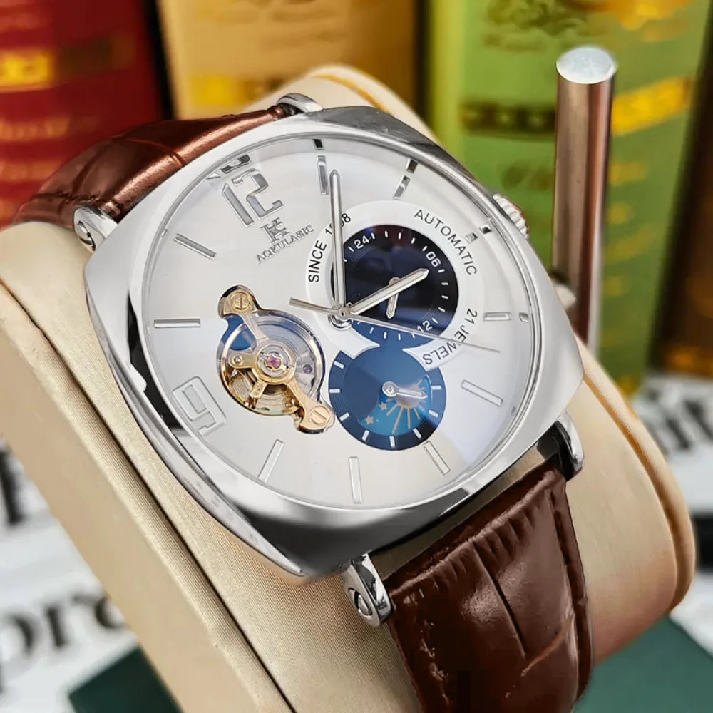 Retro Automatic Skeleton Men’s Watch With Leather Strap