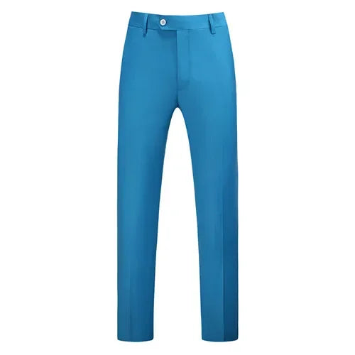Lake blue Color Men’s Formal Office Trousers Casual Stretch Suit Pants