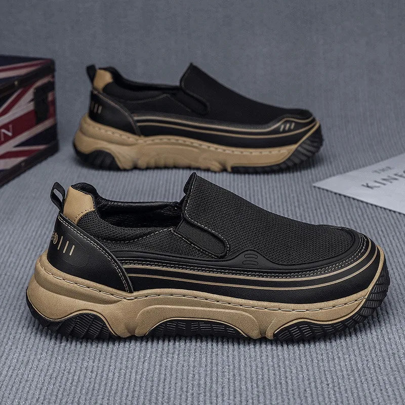Men's Breathable Mesh Loafers – Thick Sole Casual Shoes