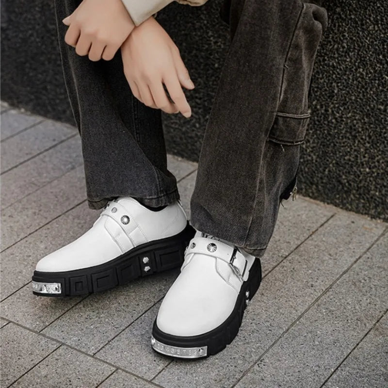 Men’s Casual Leather Sneakers – Breathable Height-Boost Design
