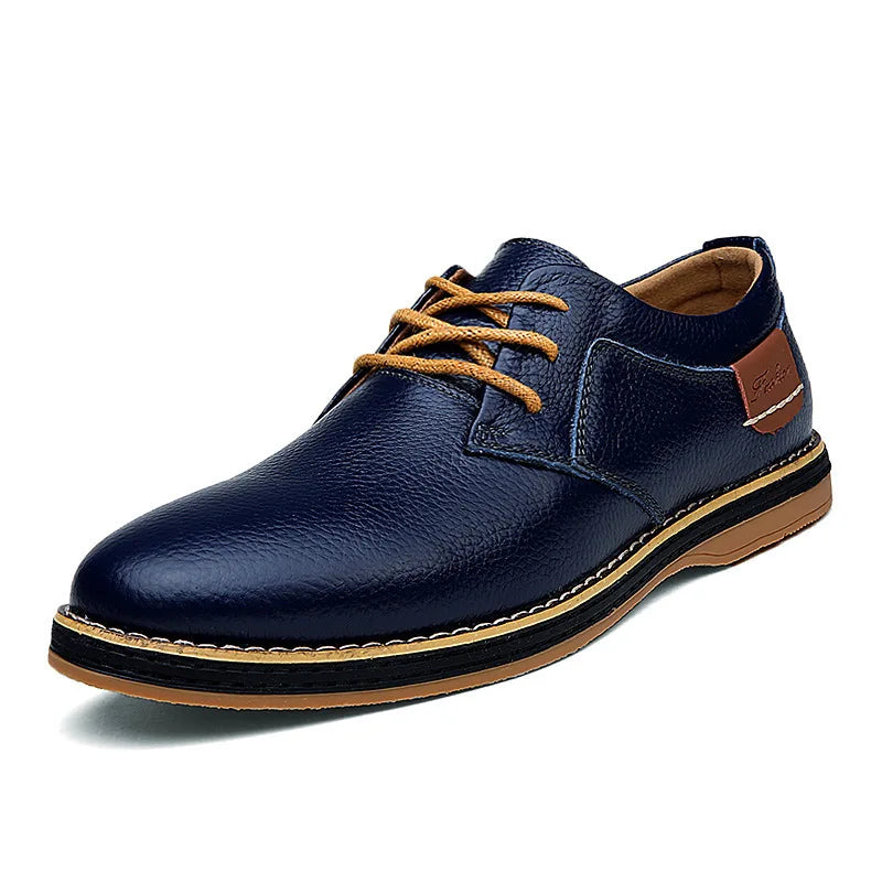 Blue Color Men’s Genuine Leather Oxford Dress Shoes