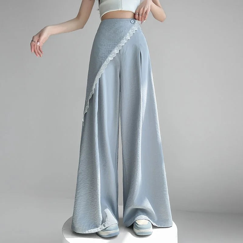 Women’s High-Waist Wide Leg Pants With Lace Panels