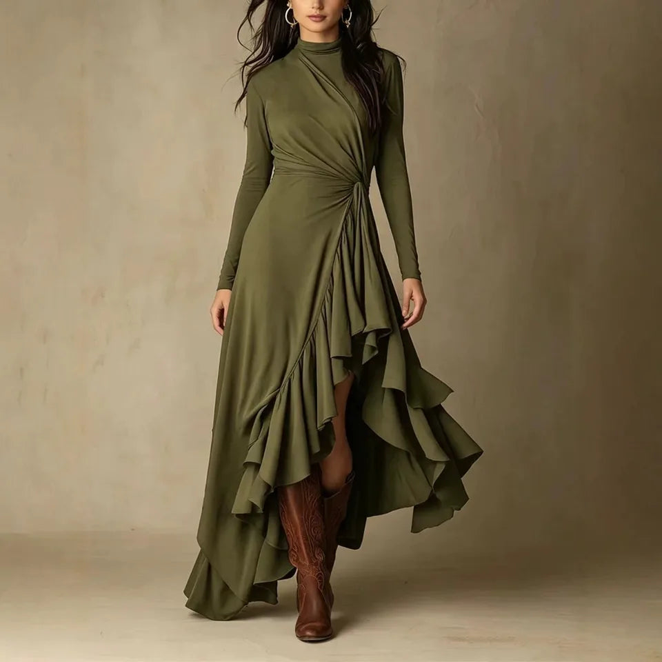 Women’s Elegant A-Line Maxi Dress With Mesh Detail
