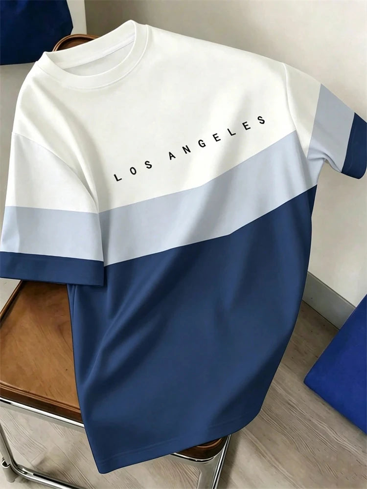 Men's Color Block Crew Neck T-Shirt – Casual Moisture-Wicking