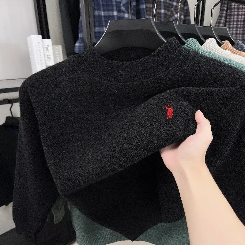 Men's Embroidered Horse Knit Sweater Pullover