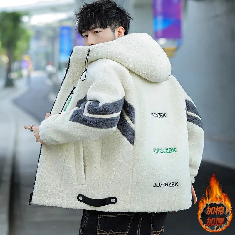 Men’s Fleece-Lined Winter Jacket With Hood And Zipper