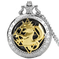 Silver Gold Color Anime Silver Pocket Watch Pendant – Quartz Necklace Clock
