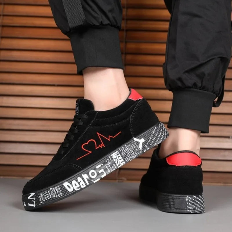 Men’s Casual Skate Sneakers – Breathable Fabric, Wide Fit