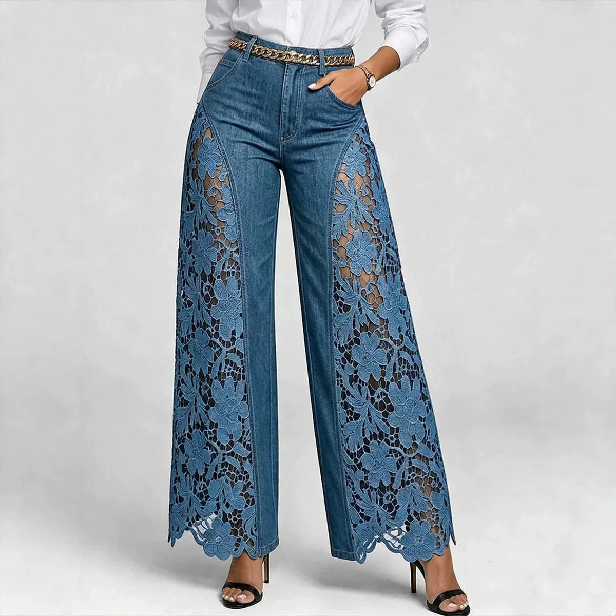 High Waist Wide Leg Jeans For Women – Ankle Length