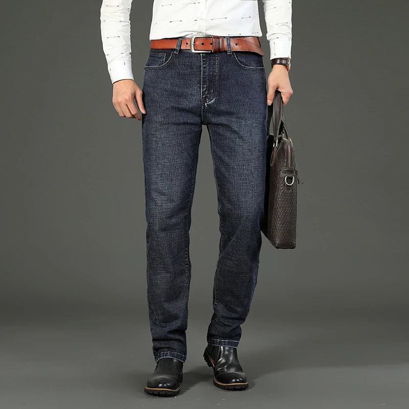 Men's Slim Straight Stretch Jeans Classic Blue Black