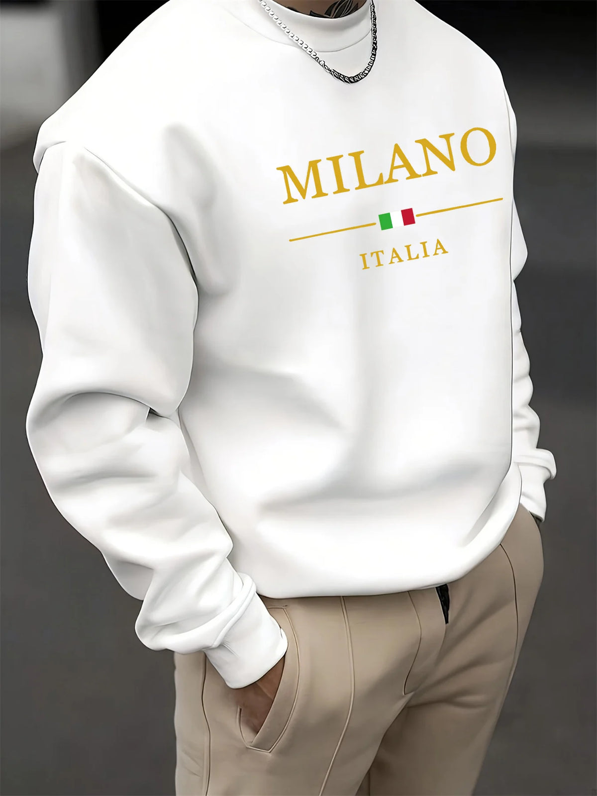 Men's Autumn Winter Geometric Print Pullover Sweatshirt