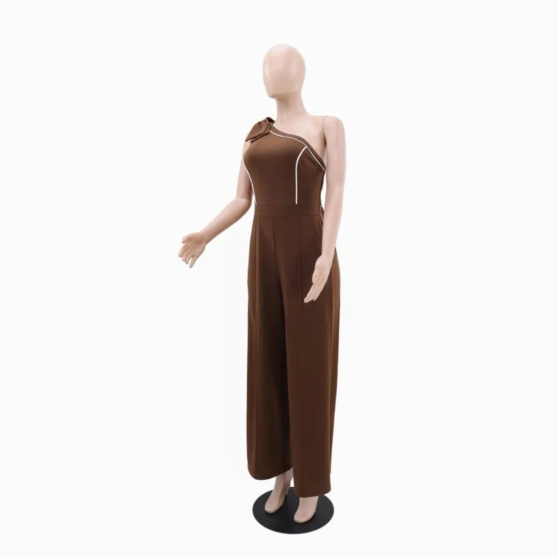 Women’s One-Shoulder Wide-Leg Jumpsuit With Bow