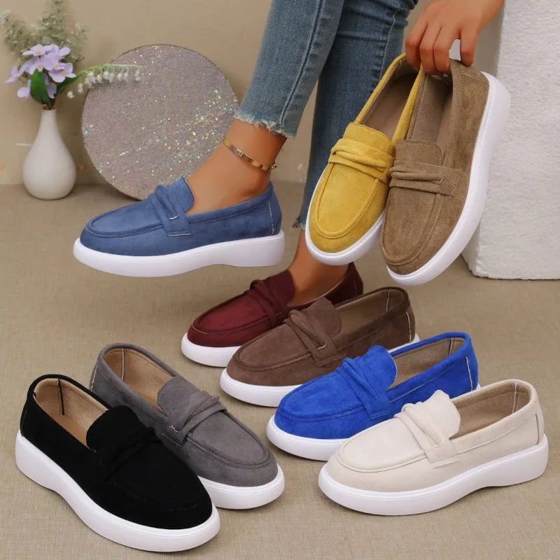 Women’s Suede Slip-On Loafers Flats Round Toe Casual