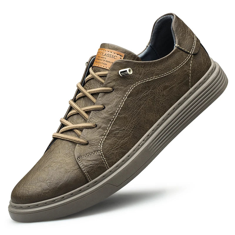 Men’s Genuine Leather Oxford Sneakers – Casual Lace-Up