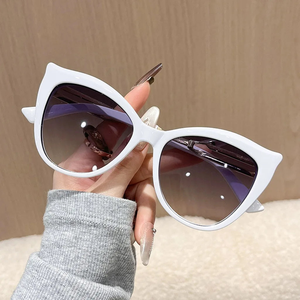 White Lenses Color Women’s Cat Eye Oversized Sunglasses UV400 Big Frame
