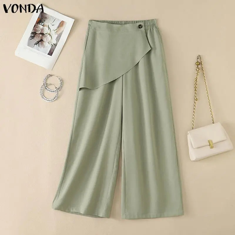 Women’s Wide Leg Asymmetrical Pants – High Waist, Loose Fit