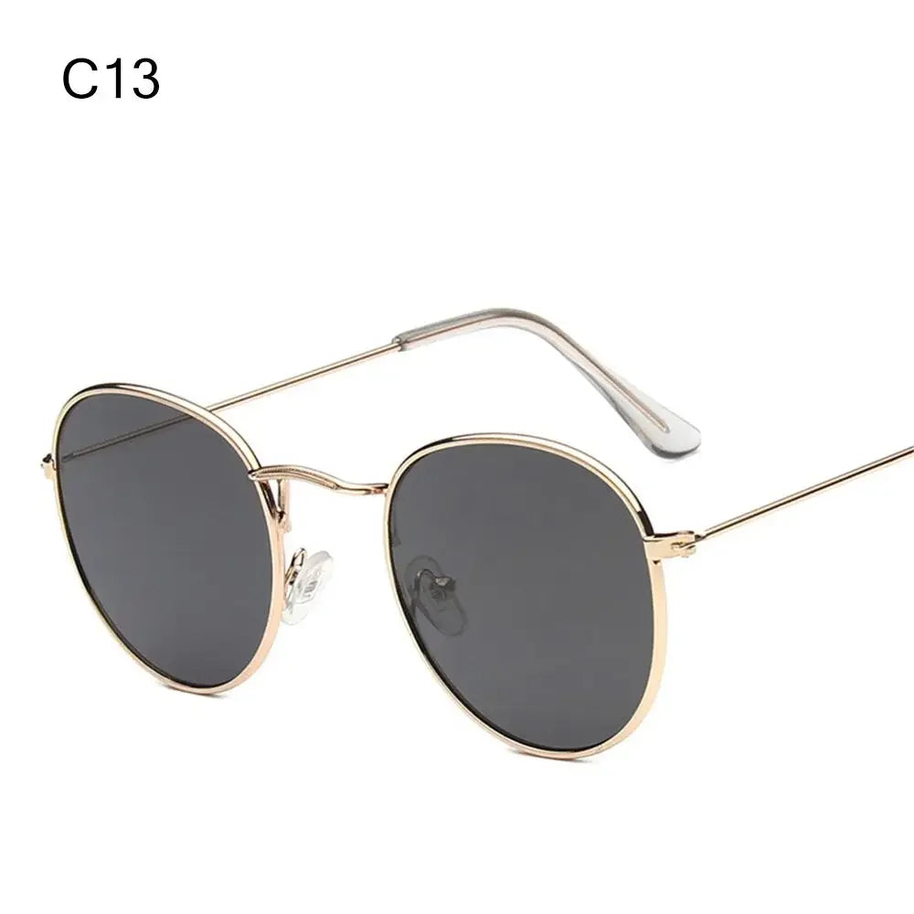 C13 Color Vintage Round Metal Sunglasses With UV400 Protection