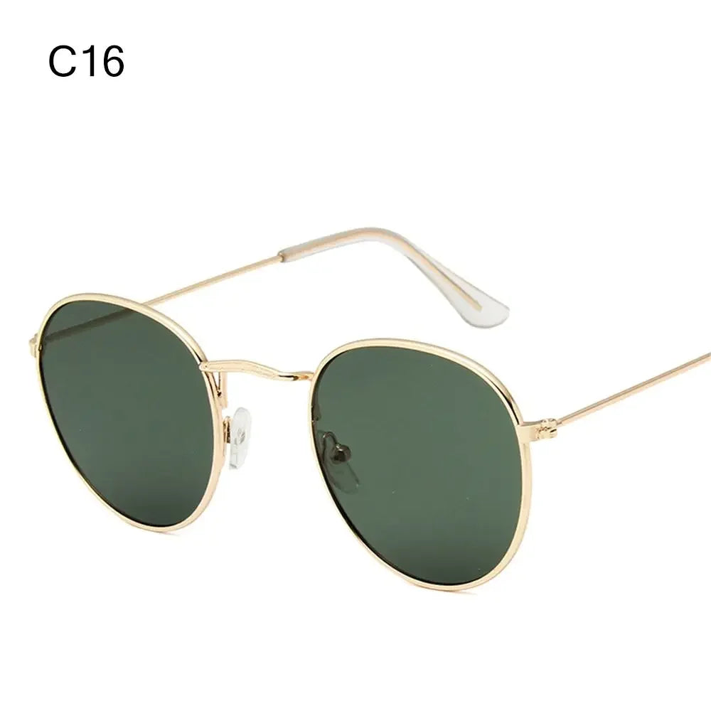C16 Color Vintage Round Metal Sunglasses With UV400 Protection