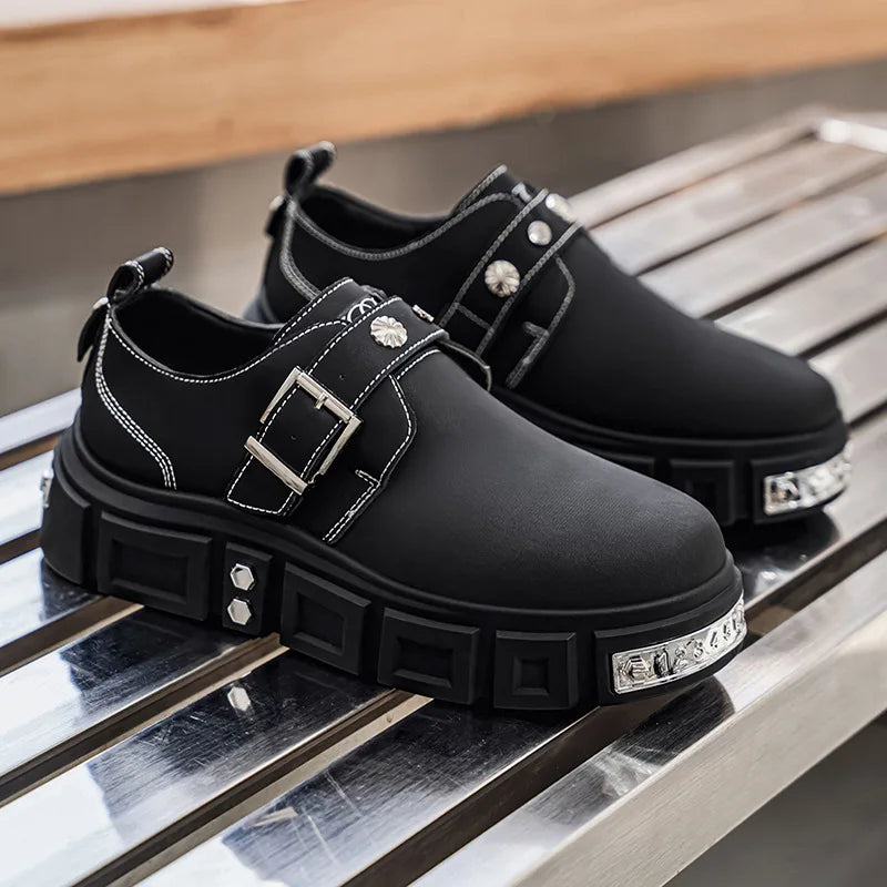 Men’s Casual Leather Sneakers – Breathable Height-Boost Design