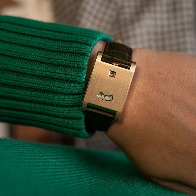 Men's Rectangular Quartz Watch – Leather Band, Shock Resistant