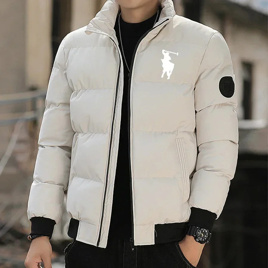 Men’s Casual Puffer Jacket With Stand Collar Zipper