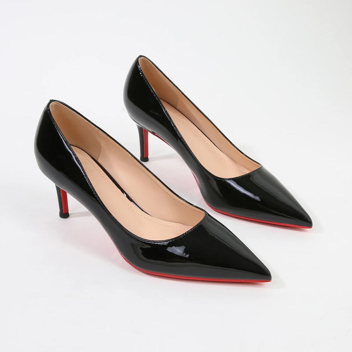 ZS-111-3 black Color Women’s Patent Leather Pointed Toe Slingback Heels