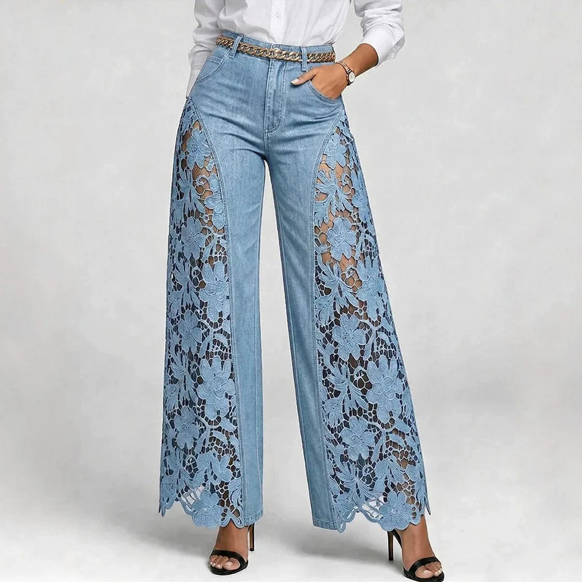 High Waist Wide Leg Jeans For Women – Ankle Length