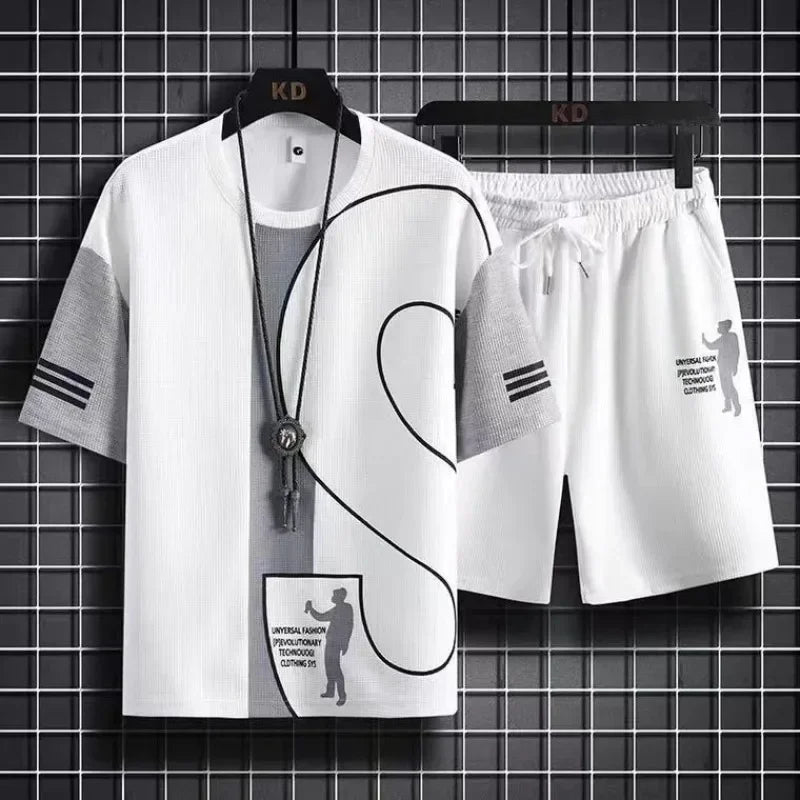 Men’s Graphic T-Shirt And Shorts Set Casual 2-Piece
