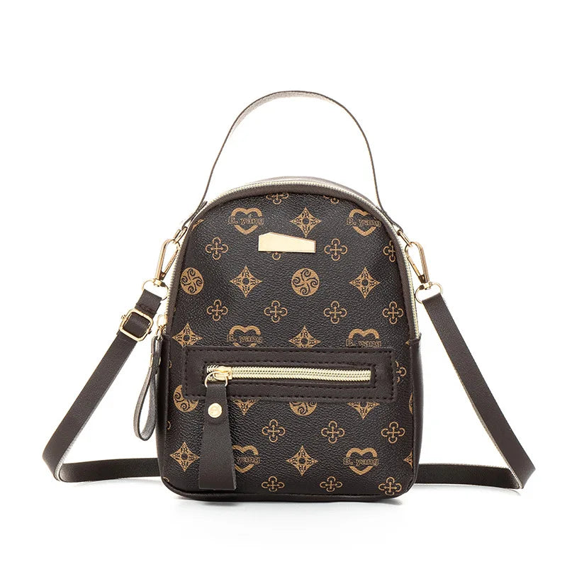 Dark brown Color Women’s PU Leather Mini Backpack – Lightweight Daypack