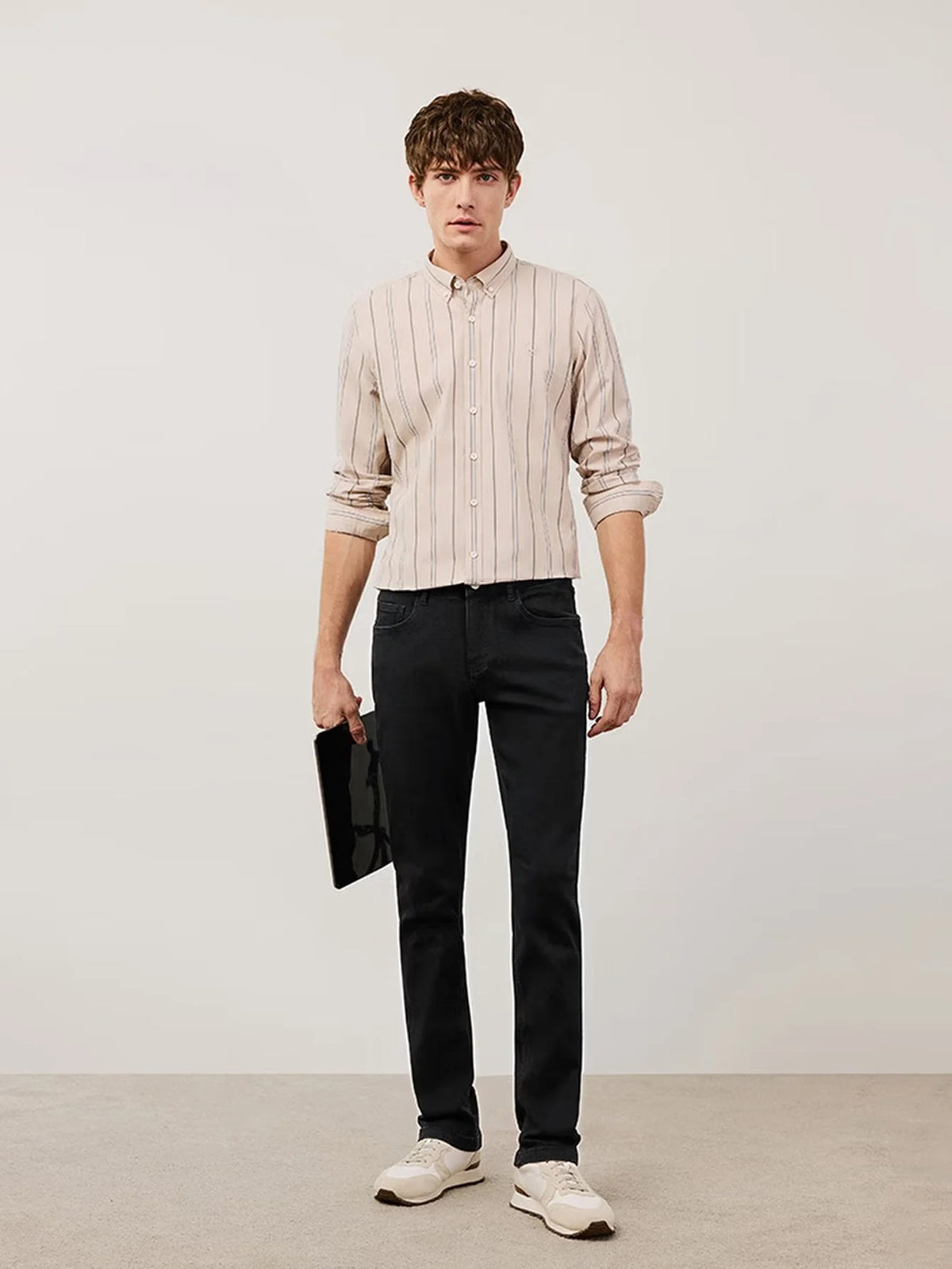 Men’s Slim Black Jeans High Waist Casual Denim Pants