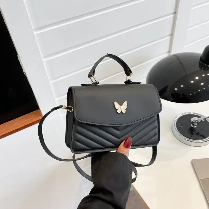 Women’s PU Crossbody Shoulder Bag With Butterfly Detail