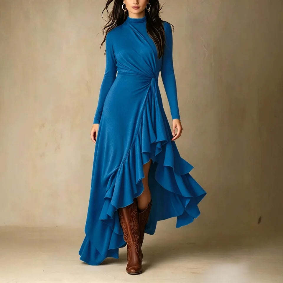Women’s Elegant A-Line Maxi Dress With Mesh Detail