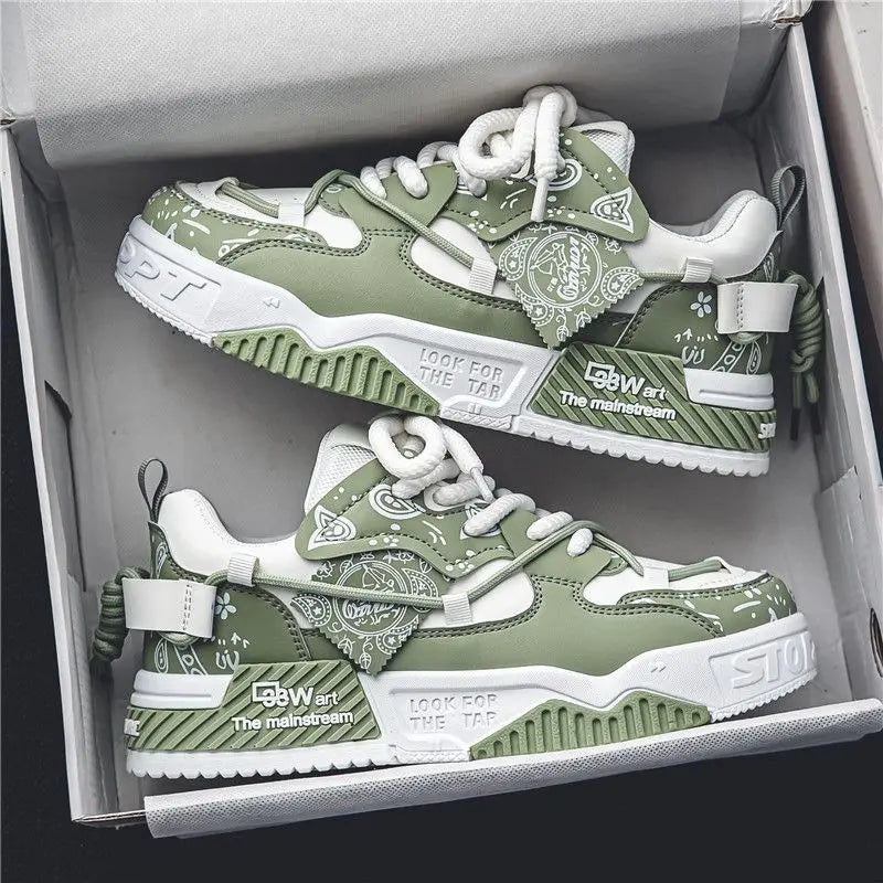 Green Color Men's Breathable Casual Sneakers For Walking And Running