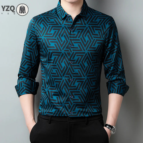 Men's Casual Printed Shirt – Long Sleeve Smart Style