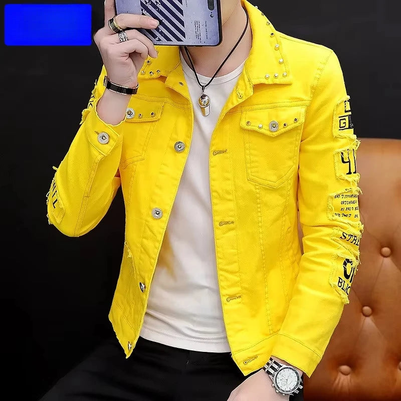 Men’s Slim Denim Jacket Casual Streetwear Coat
